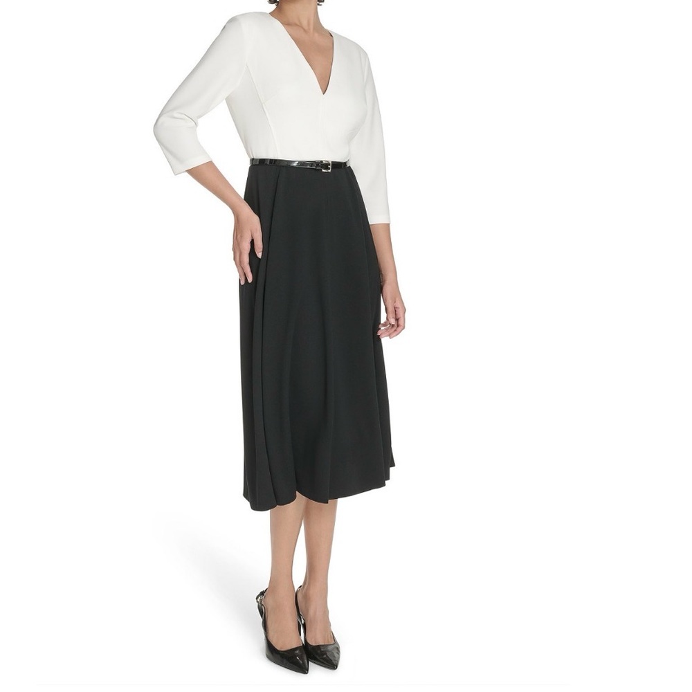 NWT Tommy Hilfiger Women's 3/4-Sleeve V-Neck Midi Dress
